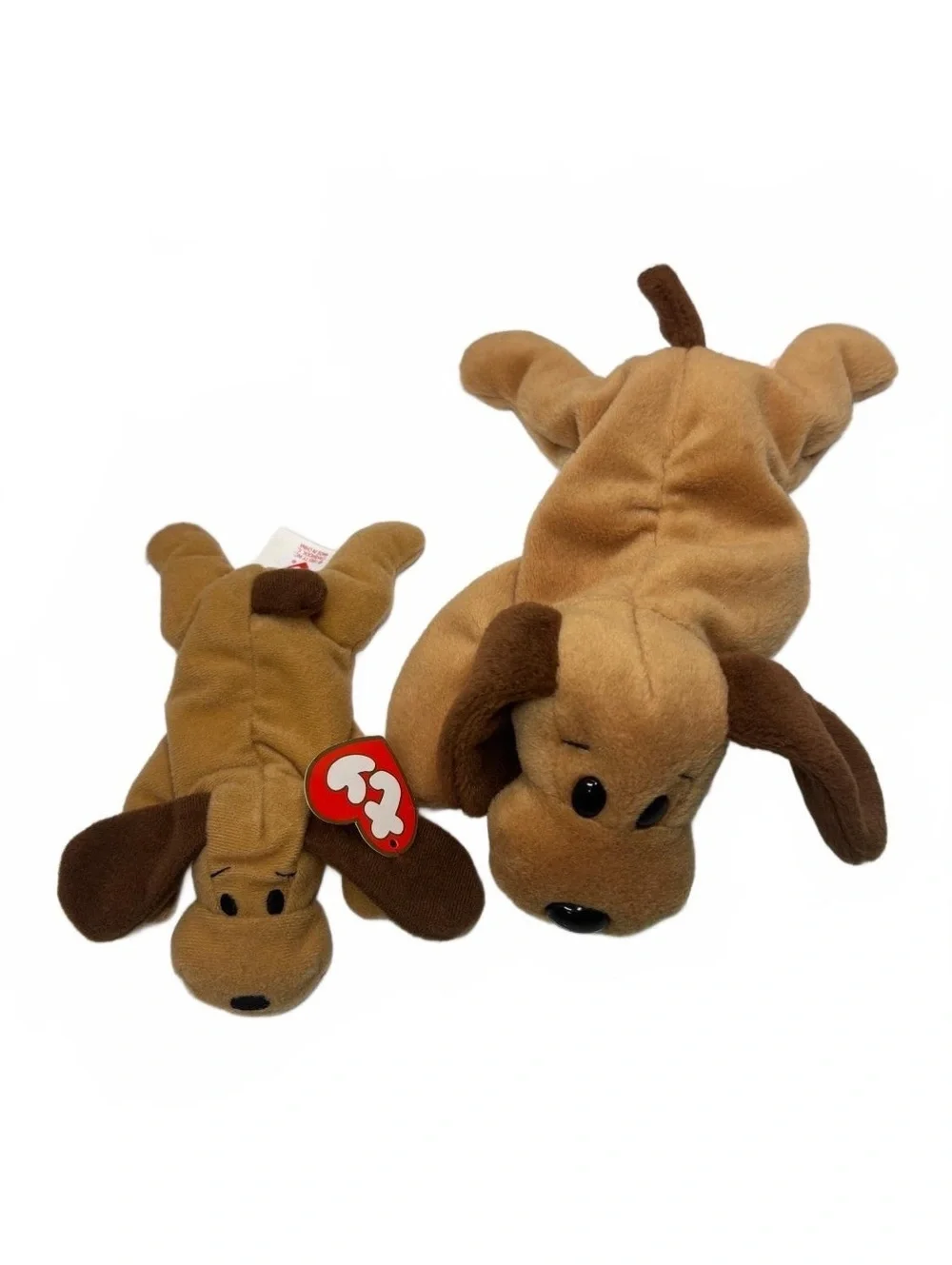 Ty Bones Beanie Baby Teenie Beanie Baby 2pc Plush Set Brown Dog Floppy Ears NWT